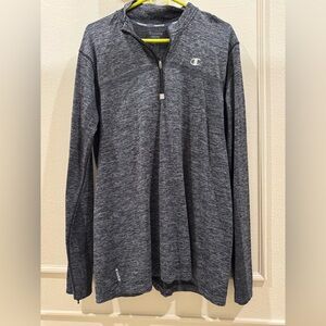 Champion Men’s XL Grey/Black sports long sleeve Quarter Zip pullover sweatshirt